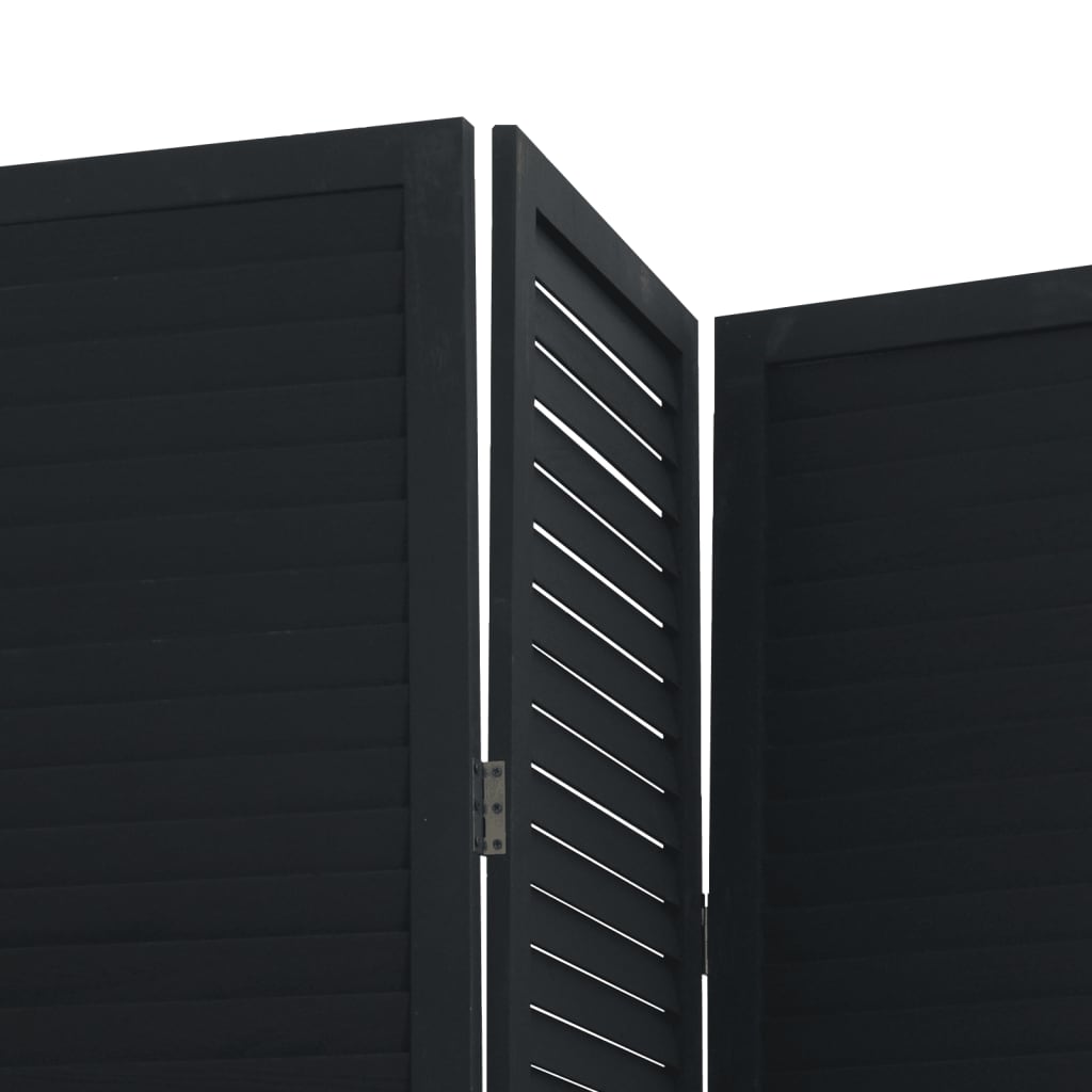 Elegant 5-Panel Black Paulownia Wood Room Divider