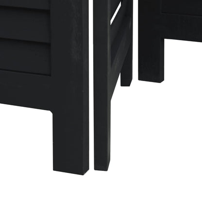 Elegant 5-Panel Black Paulownia Wood Room Divider