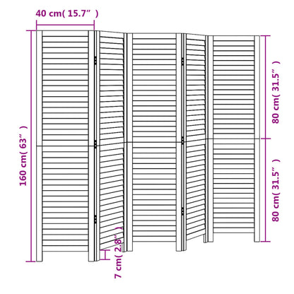 Elegant 5-Panel Black Paulownia Wood Room Divider