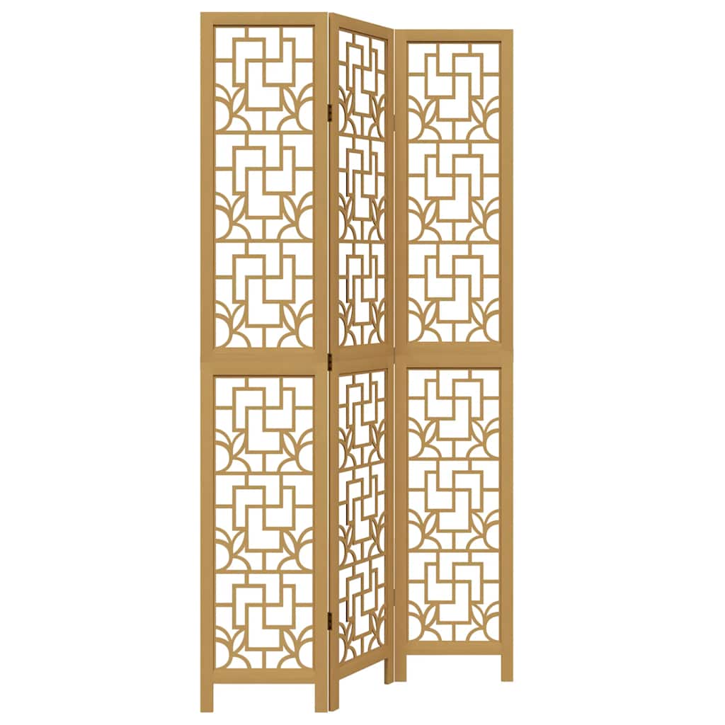 Solid Paulownia Wood Room Divider - 3 Panels, Brown