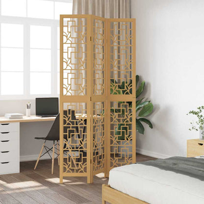 Solid Paulownia Wood Room Divider - 3 Panels, Brown