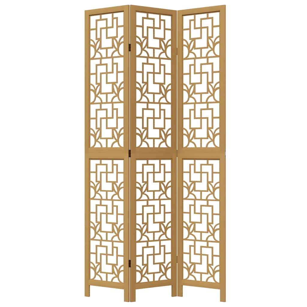 Solid Paulownia Wood Room Divider - 3 Panels, Brown