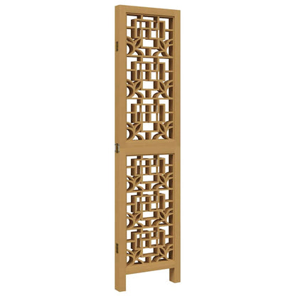 Brown Solid Wood Room Divider - 4 Panel Paulownia Privacy Screen