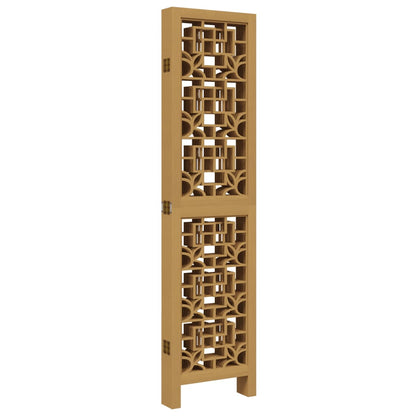 6-Panel Room Divider in Brown Solid Paulownia Wood
