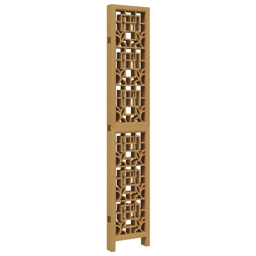 6-Panel Wood Room Divider in Brown - Solid Paulownia Wood