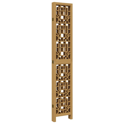 6-Panel Wood Room Divider in Brown - Solid Paulownia Wood