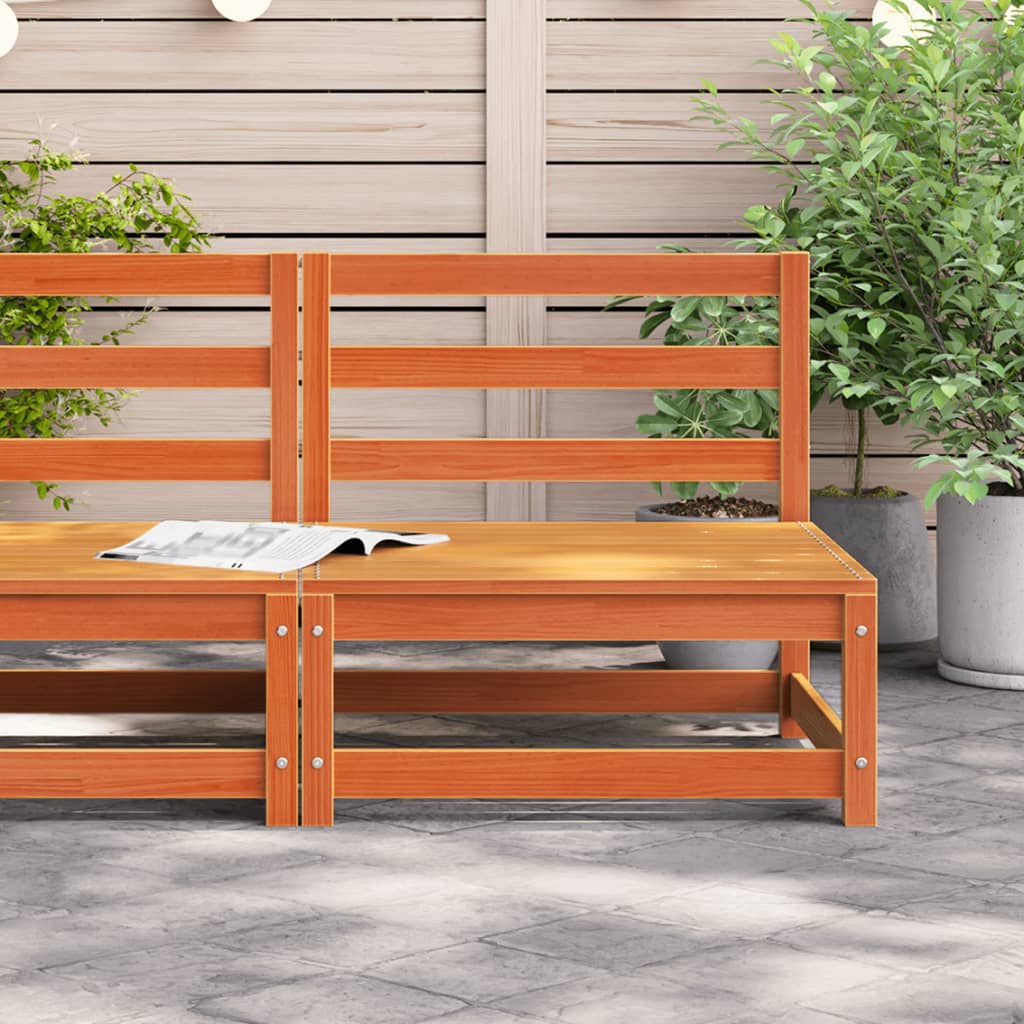 Armless Garden Sofa 70cm Wax Brown Pine Wood
