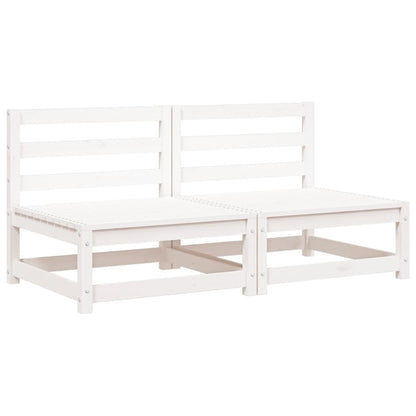 White Solid Pine Armless Garden Sofas - 2pcs, 70x70x67 cm