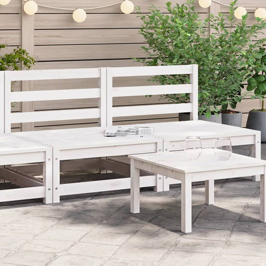 White Solid Pine Armless Garden Sofas - 2pcs, 70x70x67 cm