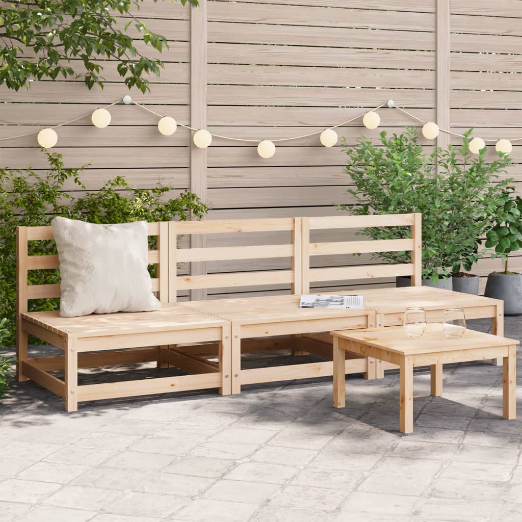 3-Piece Armless Garden Sofas, Solid Pine Wood, 70x70x67 cm