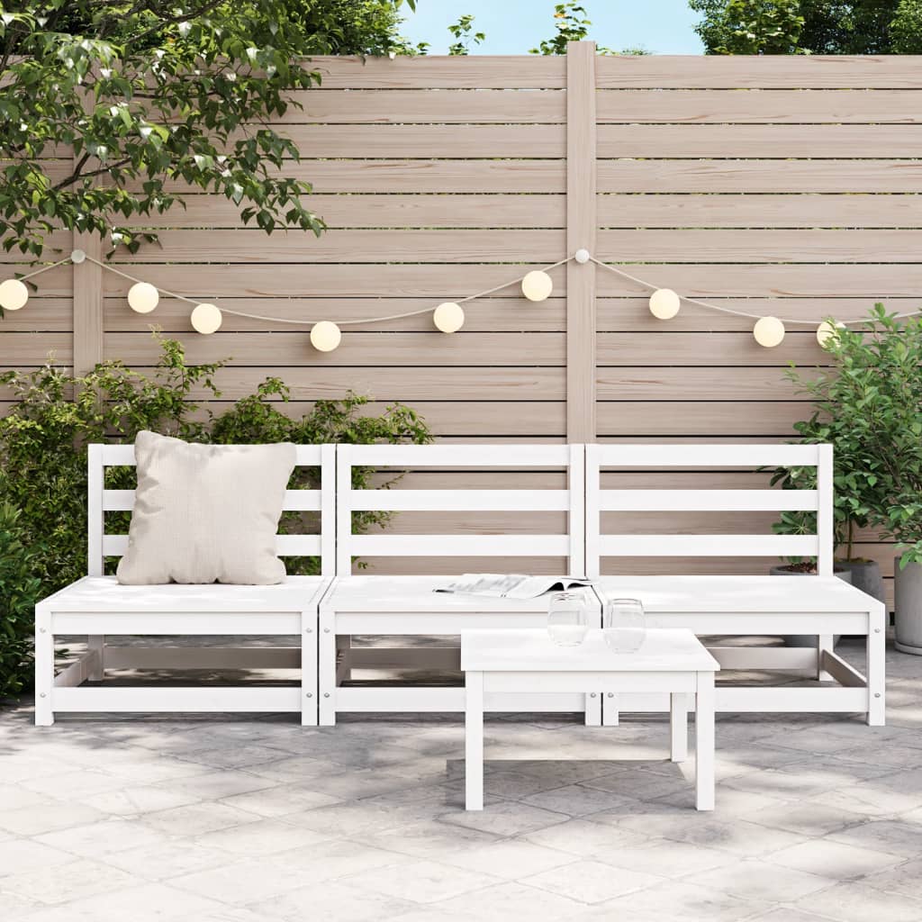 White Pine Armless Garden Sofas, 3-Piece Set, 70x70x67 cm