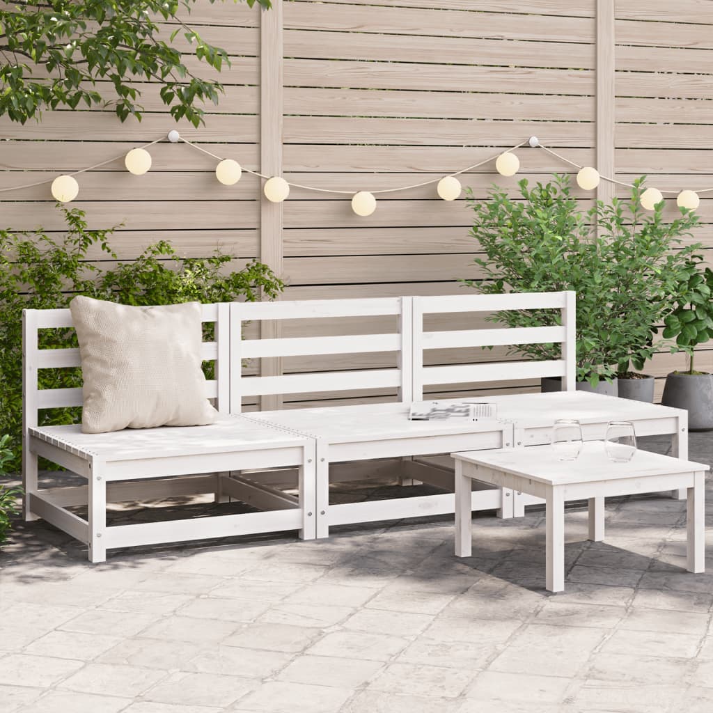 White Pine Armless Garden Sofas, 3-Piece Set, 70x70x67 cm