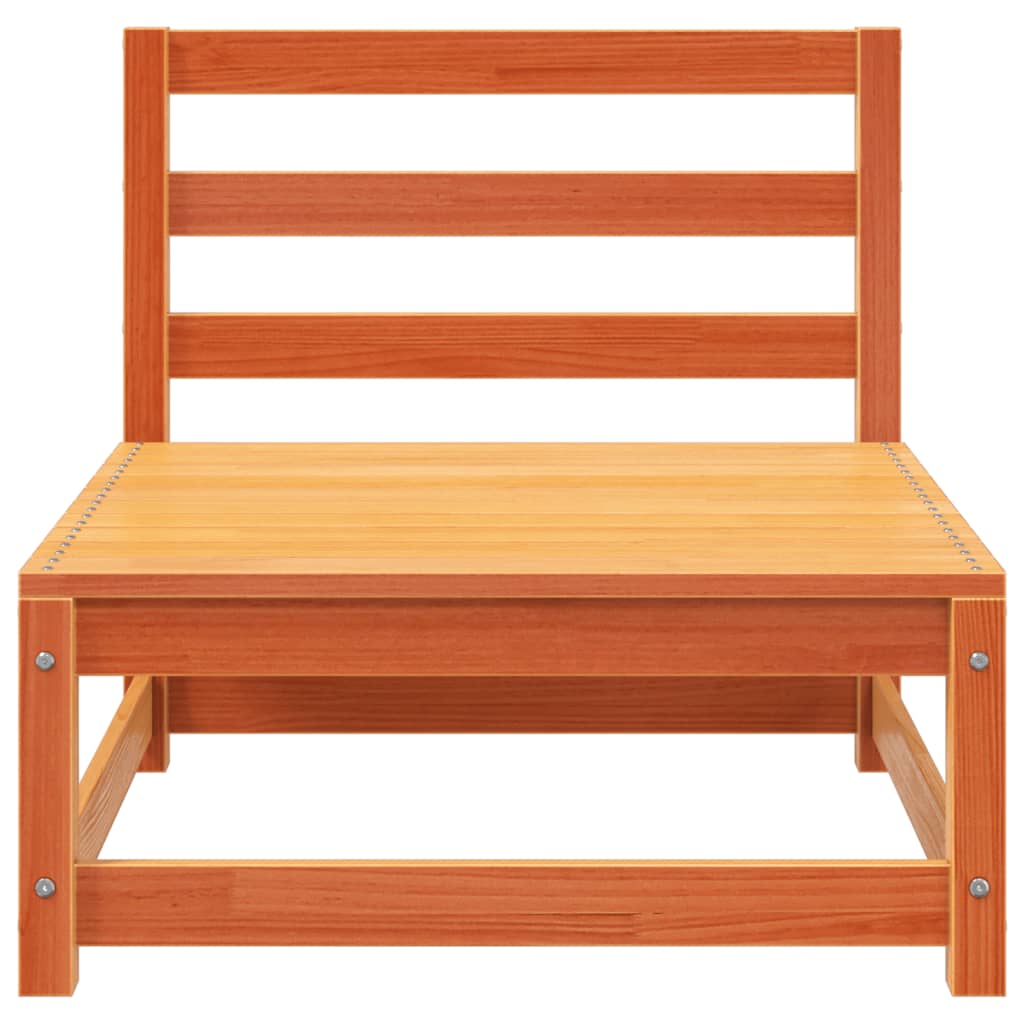 Armless 3-Piece Garden Sofa Set, Solid Pine Wood, Wax Brown