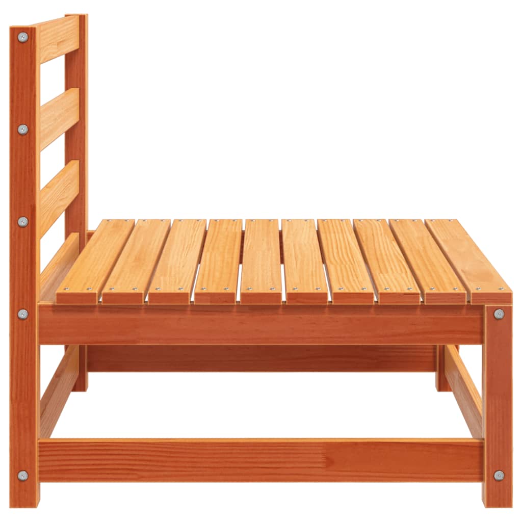 Armless 3-Piece Garden Sofa Set, Solid Pine Wood, Wax Brown