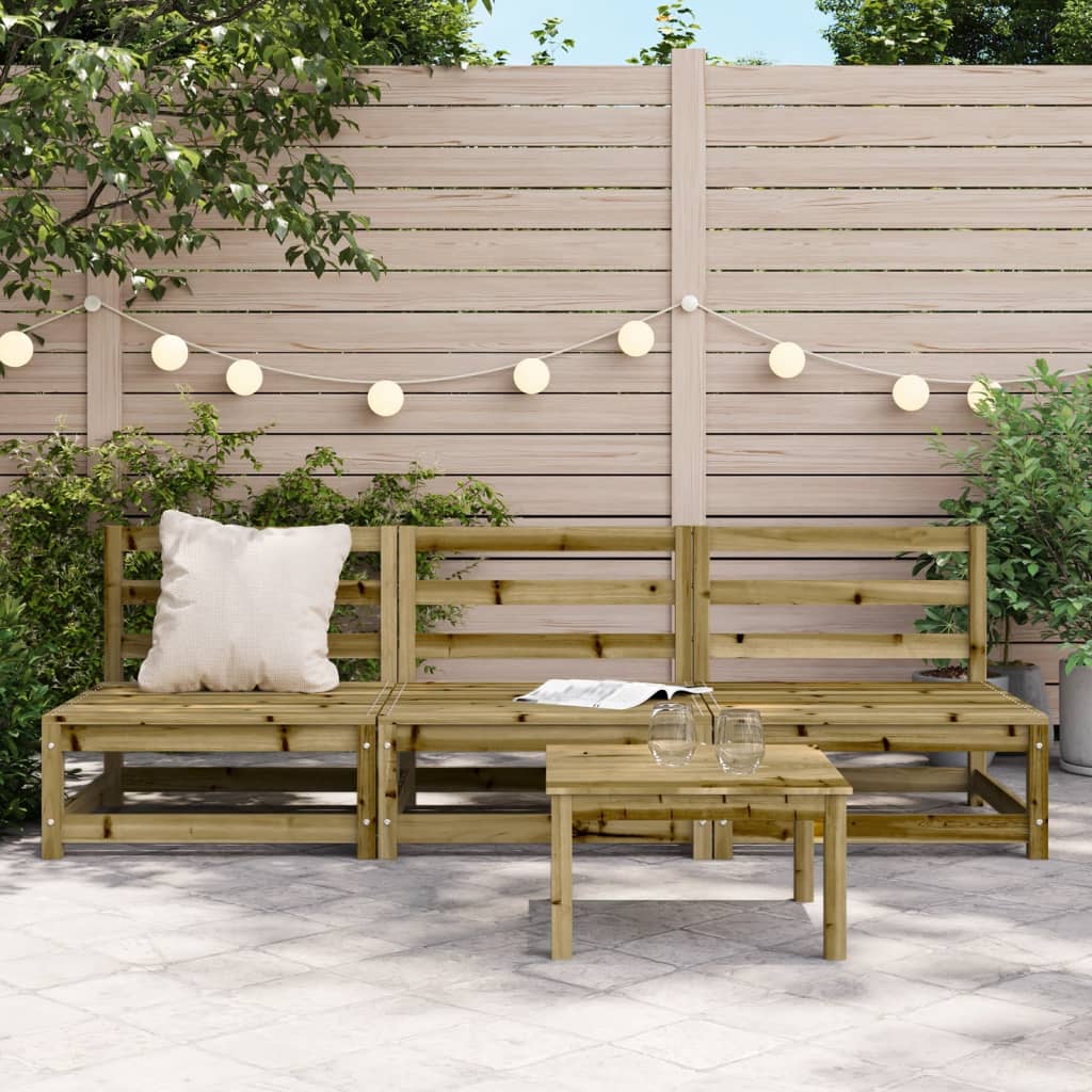 Armless Garden Sofas Set, 3 pcs, Pine Wood, 70x70x67 cm