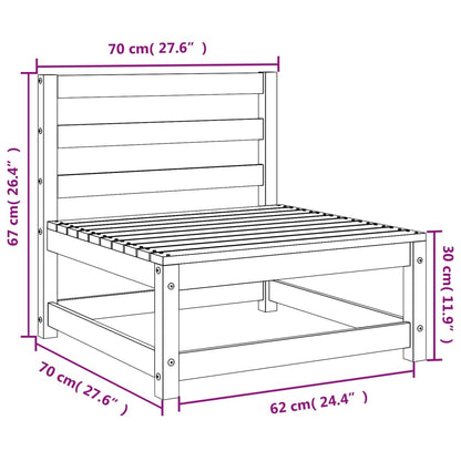 Armless Garden Sofas Set, 3 pcs, Pine Wood, 70x70x67 cm