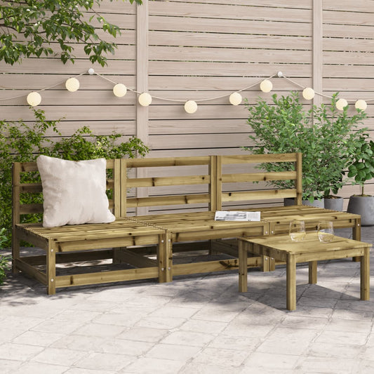 Armless Garden Sofas Set, 3 pcs, Pine Wood, 70x70x67 cm