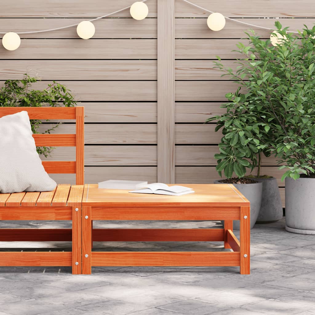 Wax Brown Solid Pine Garden Footstool 70x70x30 cm