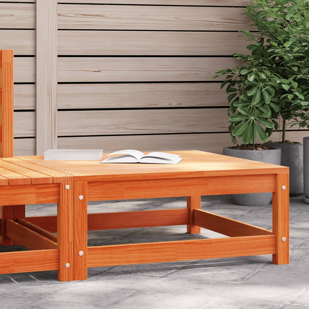 Wax Brown Solid Pine Garden Footstool 70x70x30 cm