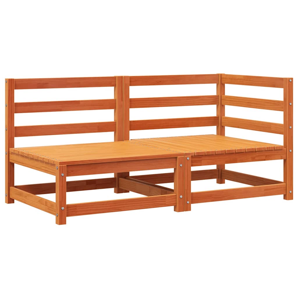 Wax Brown Solid Wood Pine 2-Seater Garden Sofa