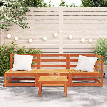 3-Seater Wax Brown Solid Pine Wood Garden Sofa