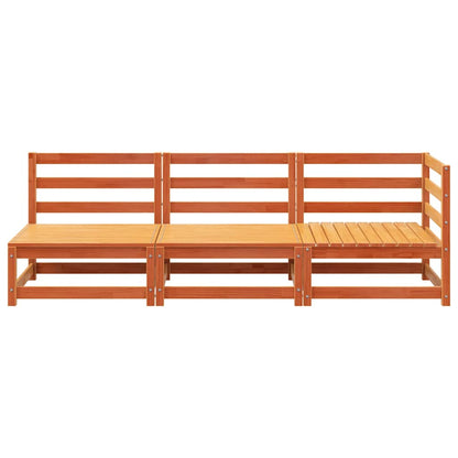 3-Seater Wax Brown Solid Pine Wood Garden Sofa