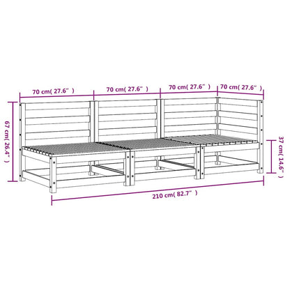 3-Seater Garden Sofa in Impregnated Pine Wood