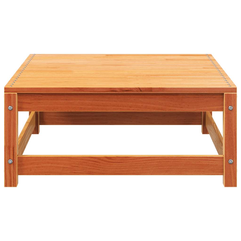 Armless Garden Sofa Set with Footstool, Wax Brown Solid Pine Wood