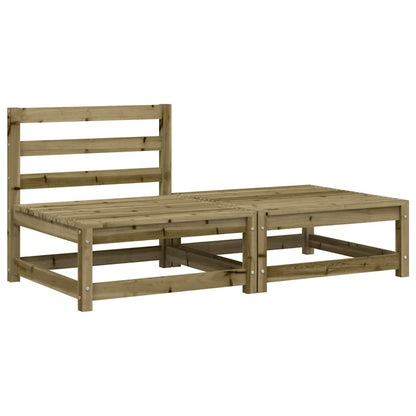 Armless Pine Wood Garden Sofa & Footstool - Weatherproof Design
