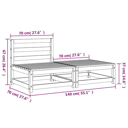 Armless Pine Wood Garden Sofa & Footstool - Weatherproof Design