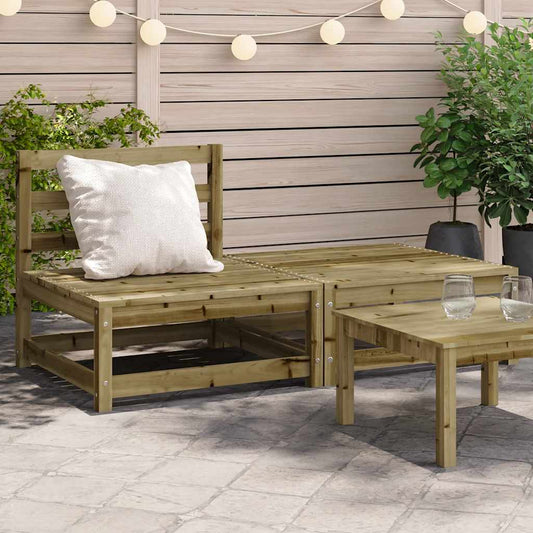 Armless Pine Wood Garden Sofa & Footstool - Weatherproof Design
