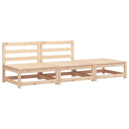 Armless Garden Sofa & Footstool Set - Solid Pine Wood Elegance