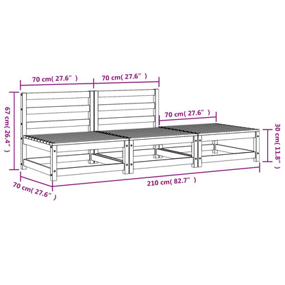 Garden Sofa Armless & Footstool - Wax Brown Solid Pine Wood