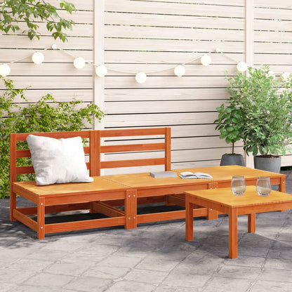 Garden Sofa Armless & Footstool - Wax Brown Solid Pine Wood