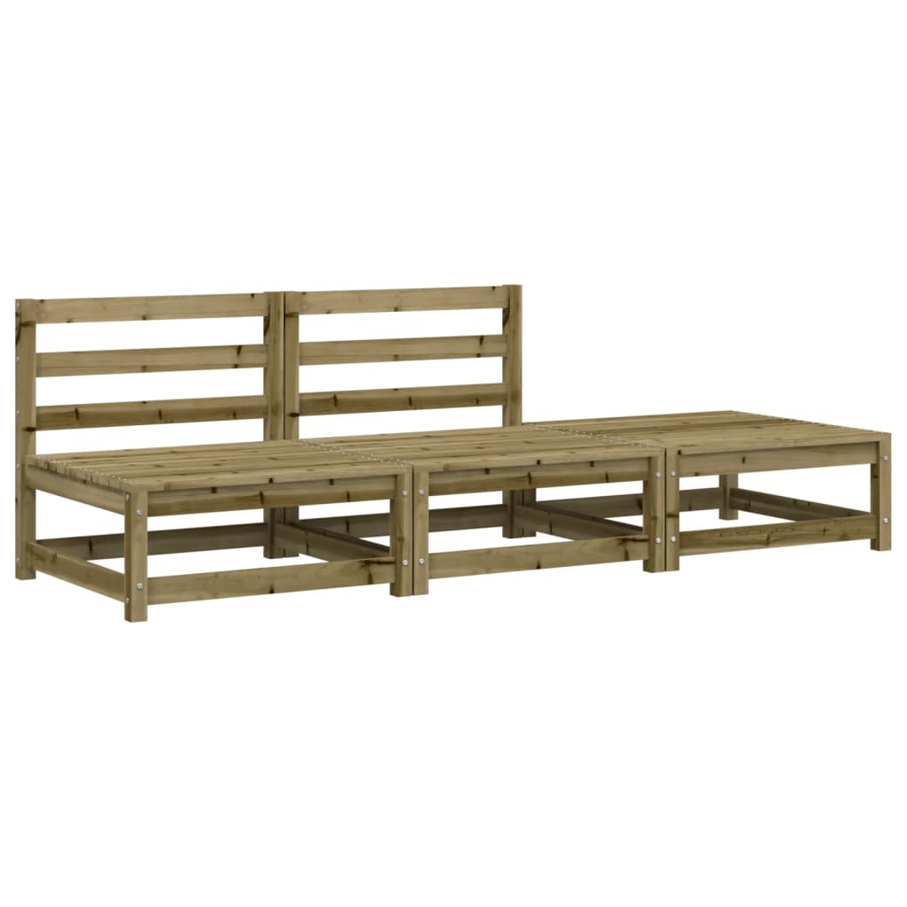 Armless Garden Sofa with Footstool - Pine Wood, Weather-Resistant