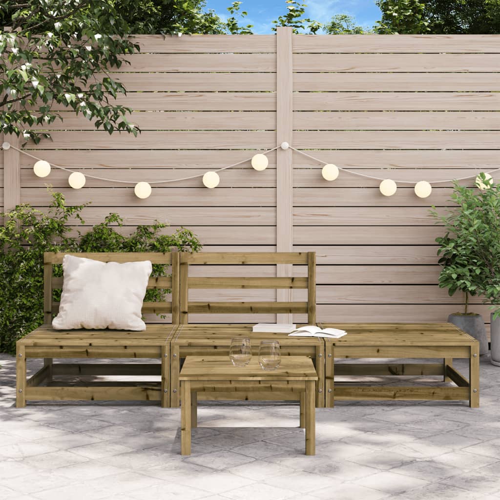 Armless Garden Sofa with Footstool - Pine Wood, Weather-Resistant