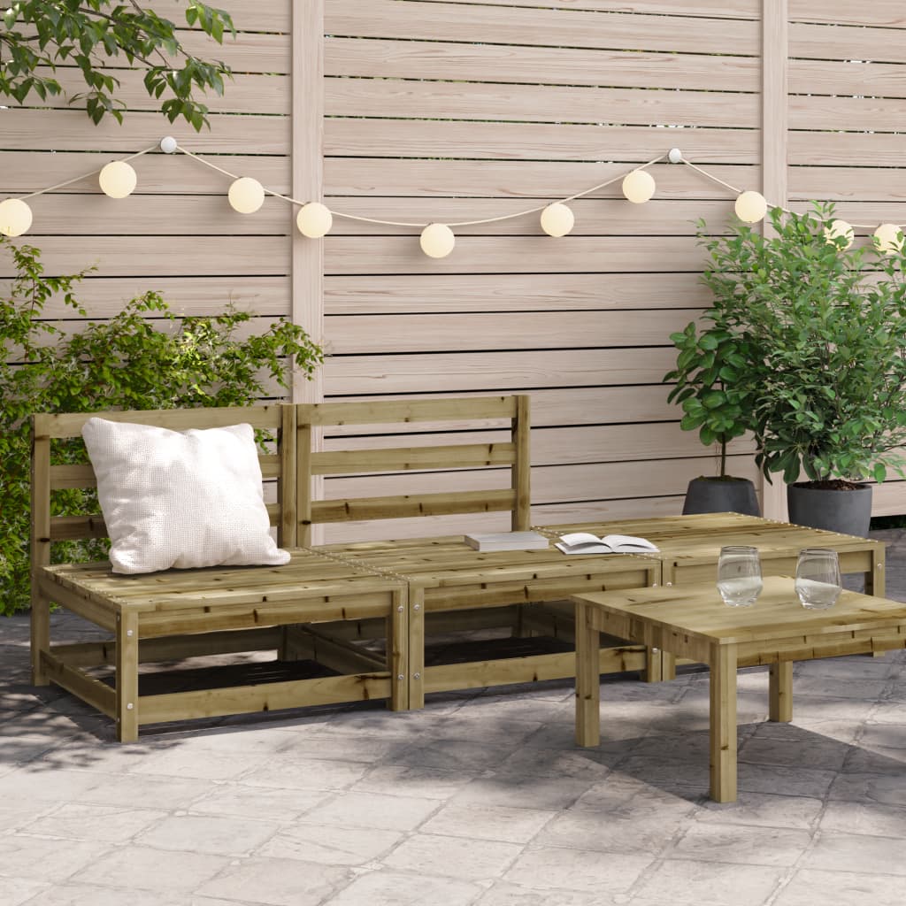 Armless Garden Sofa with Footstool - Pine Wood, Weather-Resistant