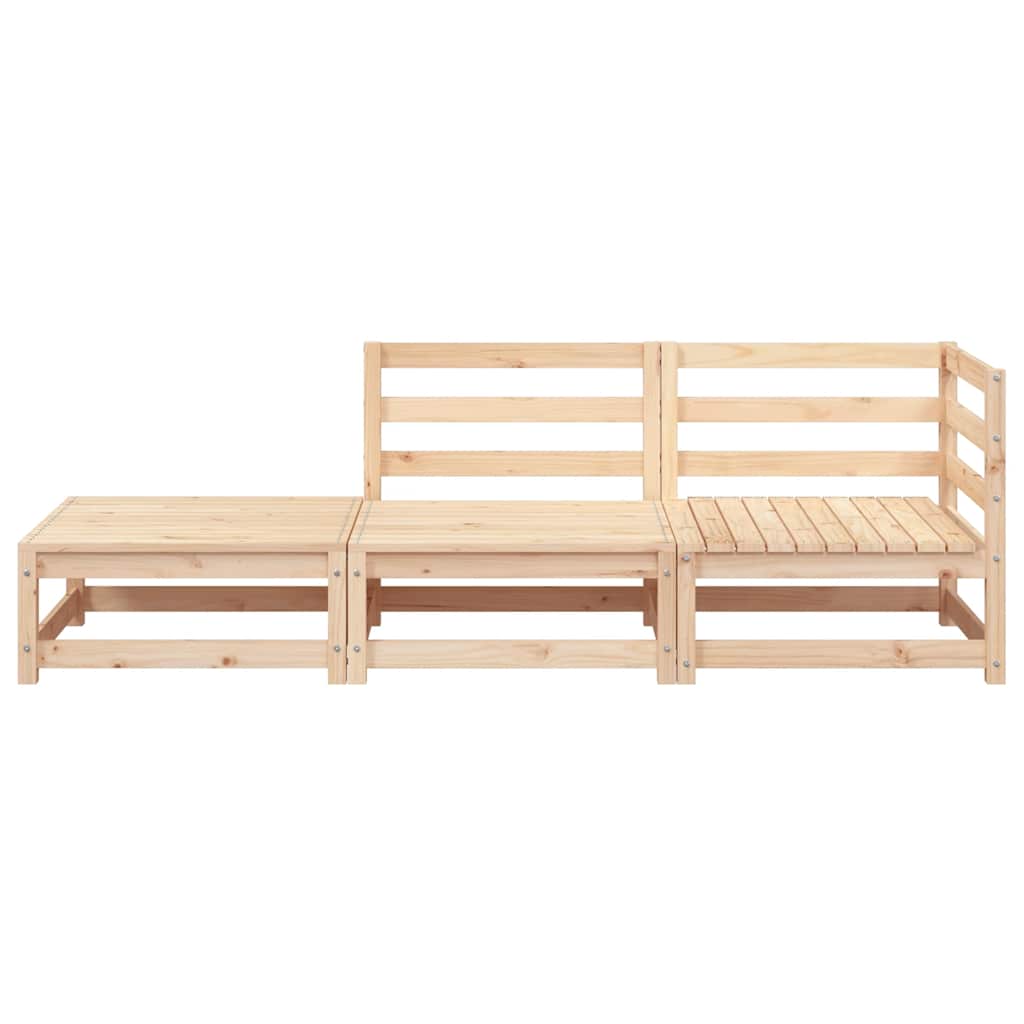 2-Seater Solid Pine Garden Sofa with Footstool - Natural Wood Finish