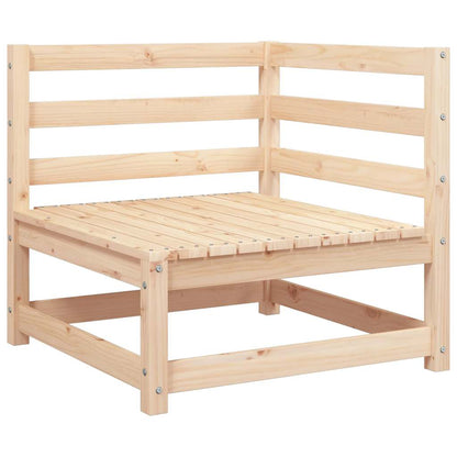 2-Seater Solid Pine Garden Sofa with Footstool - Natural Wood Finish
