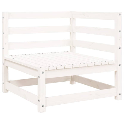 White Solid Wood Pine 2-Seater Garden Sofa with Footstool
