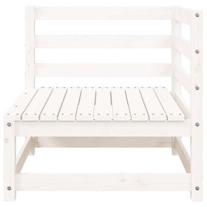 White Solid Wood Pine 2-Seater Garden Sofa with Footstool