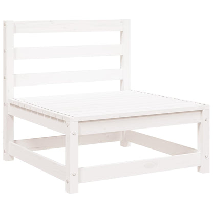 White Solid Wood Pine 2-Seater Garden Sofa with Footstool