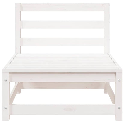 White Solid Wood Pine 2-Seater Garden Sofa with Footstool