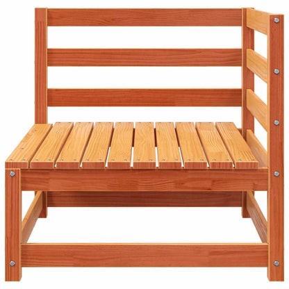 2-Seater Wax Brown Solid Pine Garden Sofa with Footstool