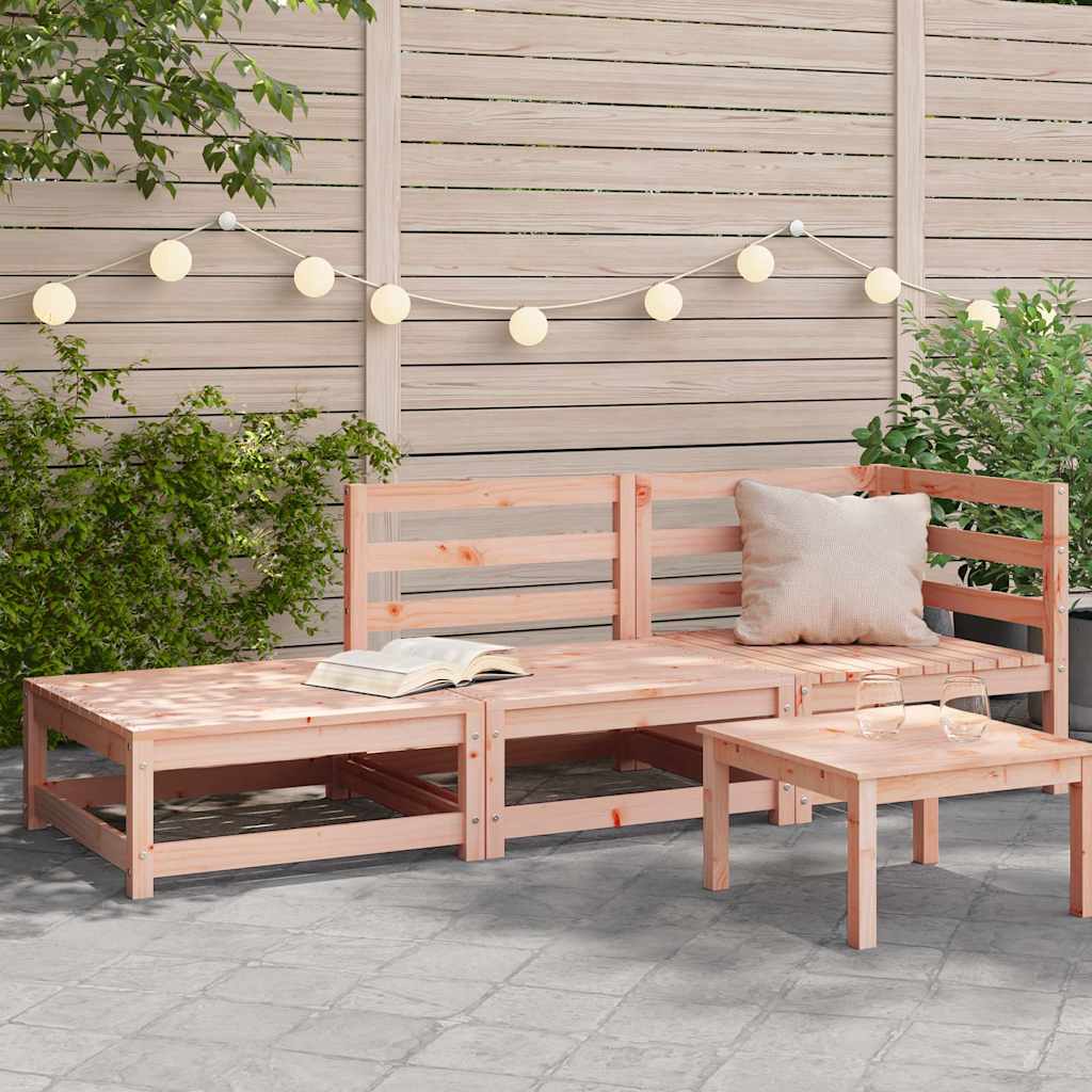 2-Seater Solid Wood Douglas Garden Sofa with Footstool