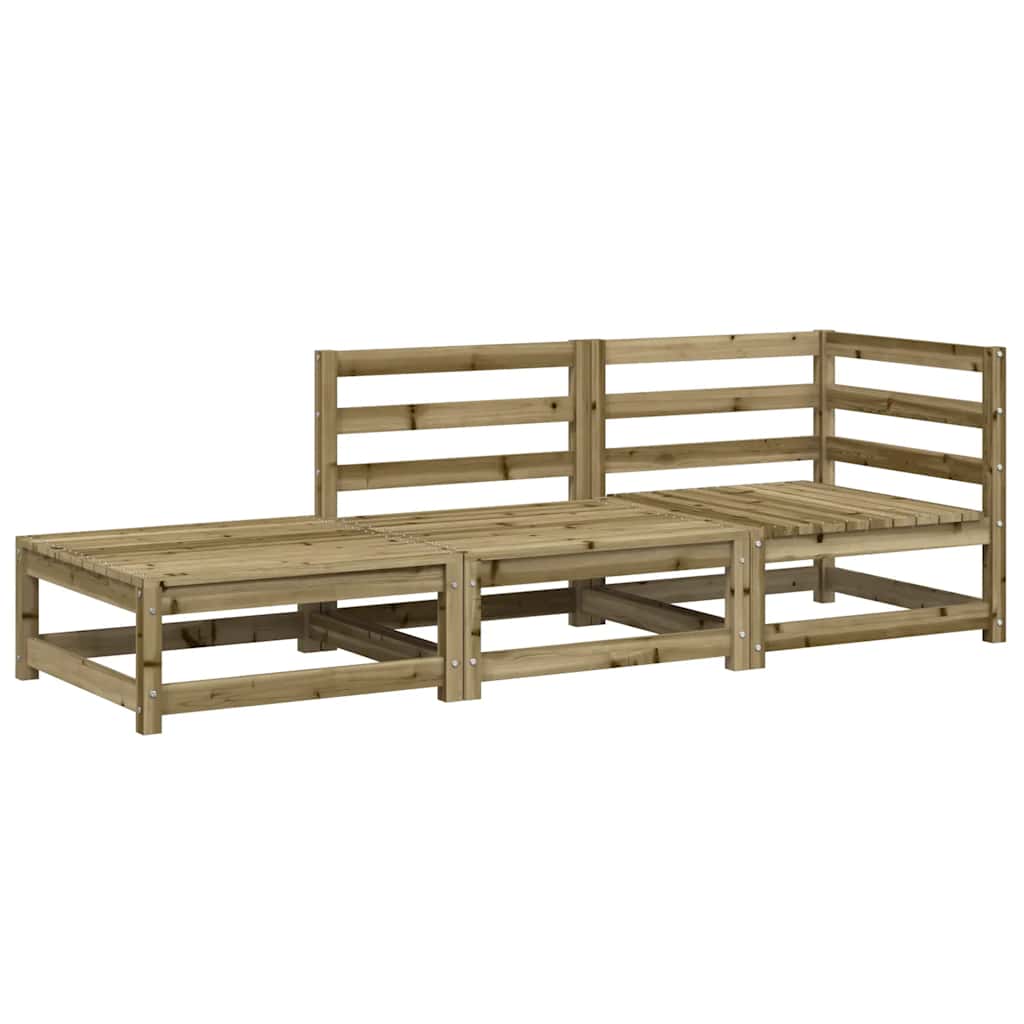 2-Seater Pine Wood Garden Sofa & Footstool Set - Natural Finish