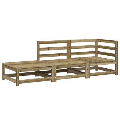 2-Seater Pine Wood Garden Sofa & Footstool Set - Natural Finish