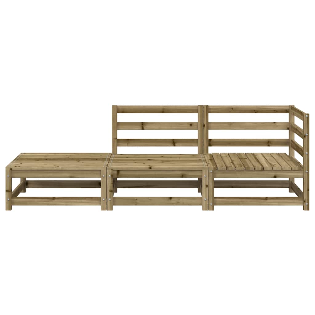 2-Seater Pine Wood Garden Sofa & Footstool Set - Natural Finish