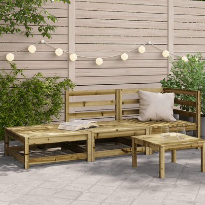 2-Seater Pine Wood Garden Sofa & Footstool Set - Natural Finish