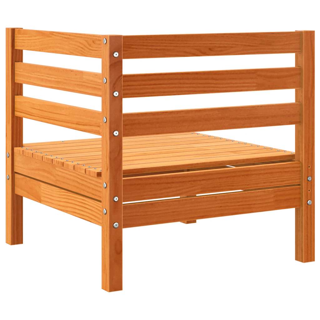 Wax Brown Solid Pine Garden Sofa Corner - Elegant Outdoor Seating